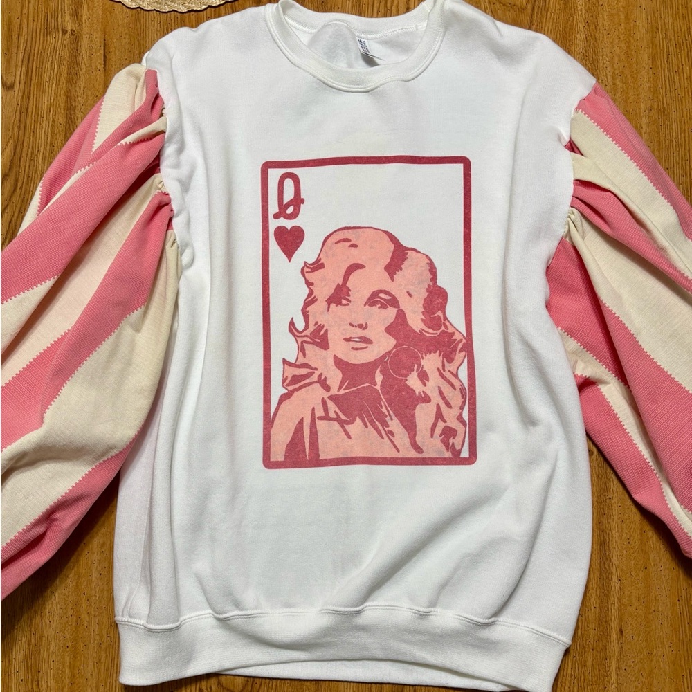White and Pink Graphic Sweatshirt